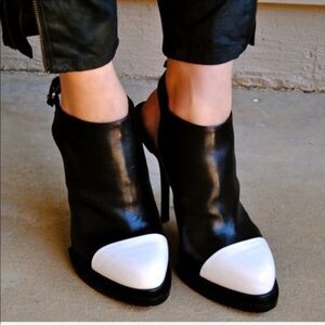 Alexander Wang - Black and White Caroline Heeled Patent Booties